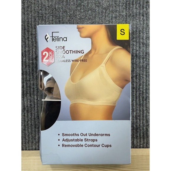 Felina Bra‎ Women's Small 2-Pack Side Smoothing Seamless Wire Free Bra New - Picture 1 of 10